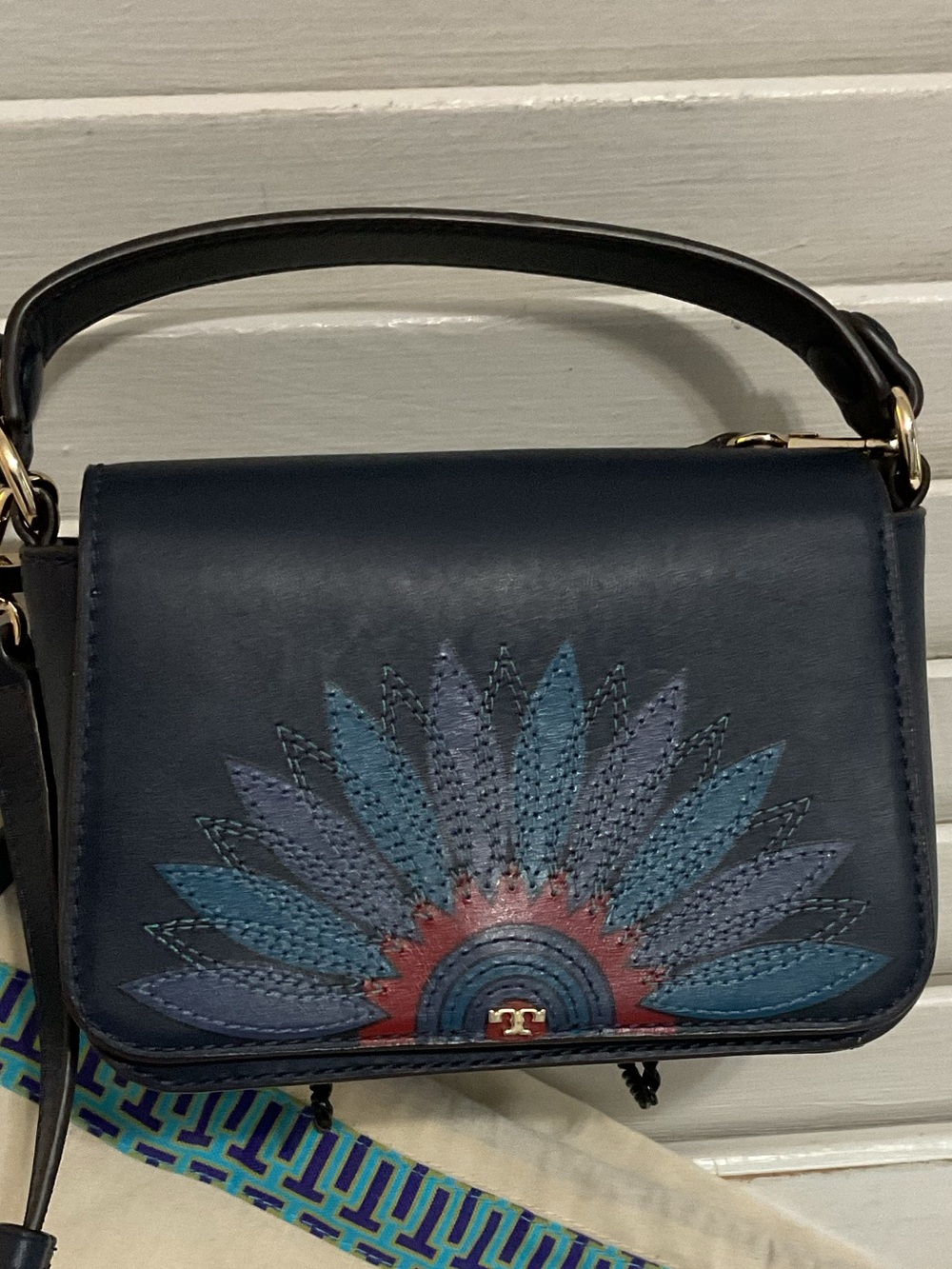 Tori Burch Lilium Micro Satchel Navy